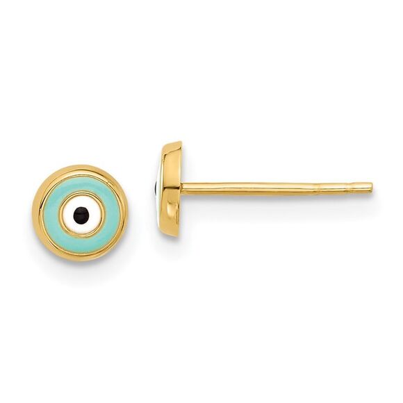 Kazi Luxury 14k Yellow Gold Evil Eye Enamel Post Earrings